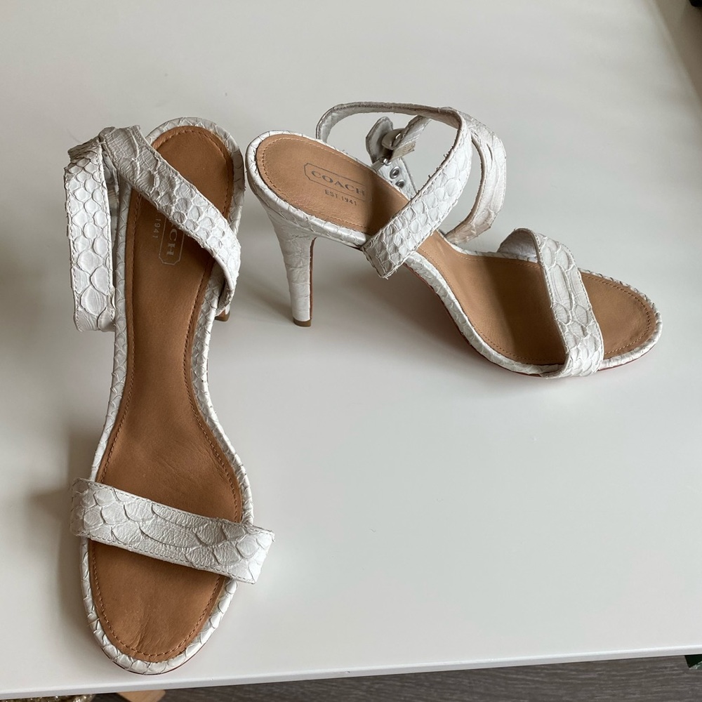White Coach heeled sandals size 11